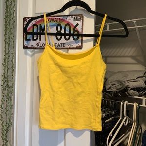 GARAGE YELLOW HIGH NECK TANK TOP WORN ONE TIME NEW CLEAN SIZE MEDIUM FITS S & L